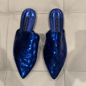 Alice and Olivia Blue sequin mules